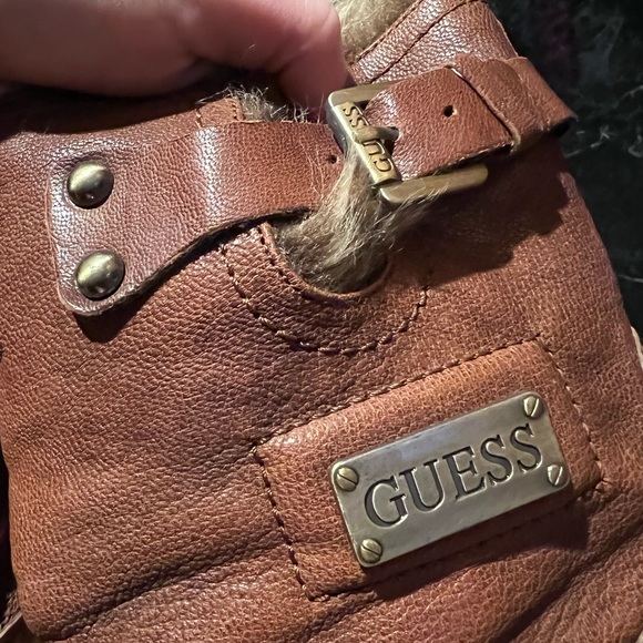 Guess Women's GW Benny Faux Fur Leather Heeled Boots 7.5 - Picture 9 of 10